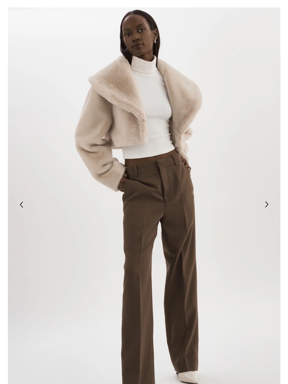 LAMARQUE. Plush Faux-Fur Jacket in Beige - Picture 4 of 10